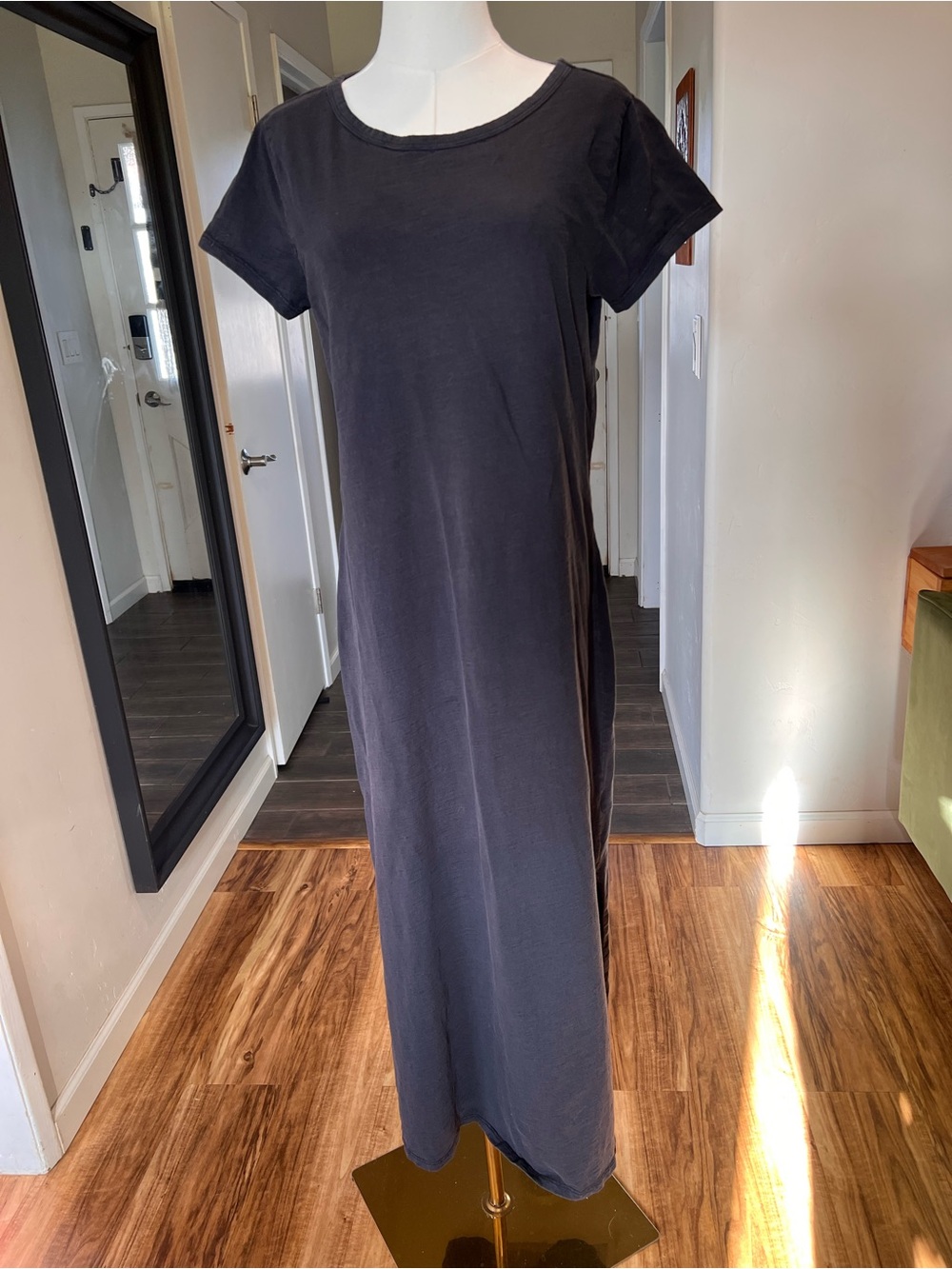 100% Cotton Daily Ritual Black Short-Sleeve Maxi Dress
